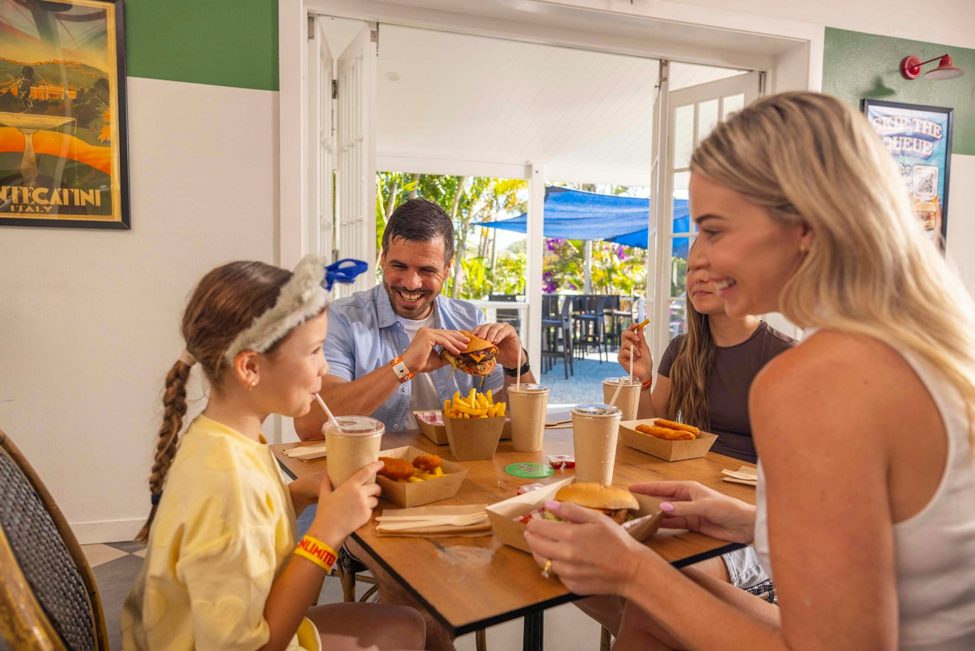 Family eating lunch at Dreamworld